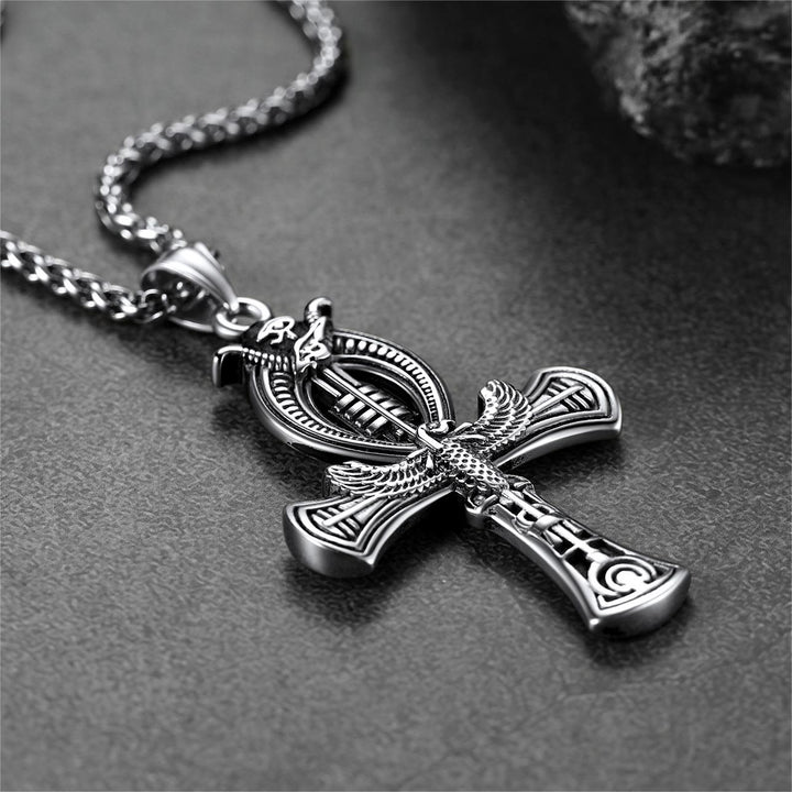 Flash Sale Egyptian Ankh Cross Necklace with Eagle For Men