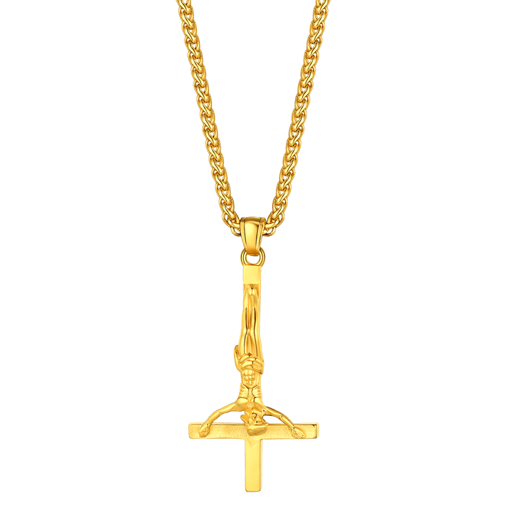 Upside Down Cross Crucifix Necklace Pendant for Men