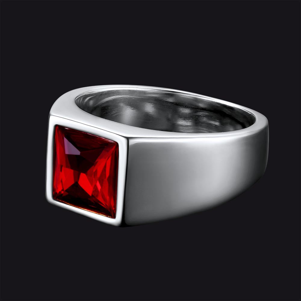Minimalist Birthstone Gemstone Band Ring for Men