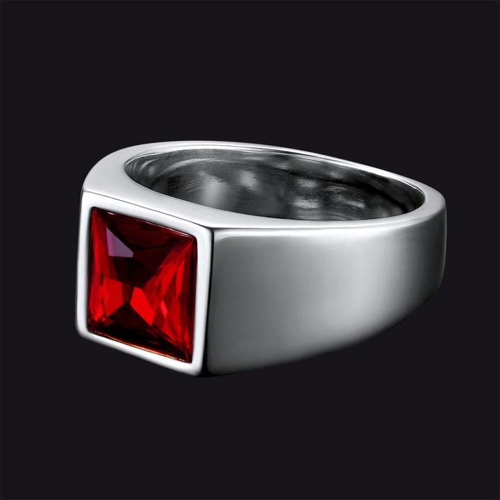 Minimalist Birthstone Gemstone Band Ring for Men