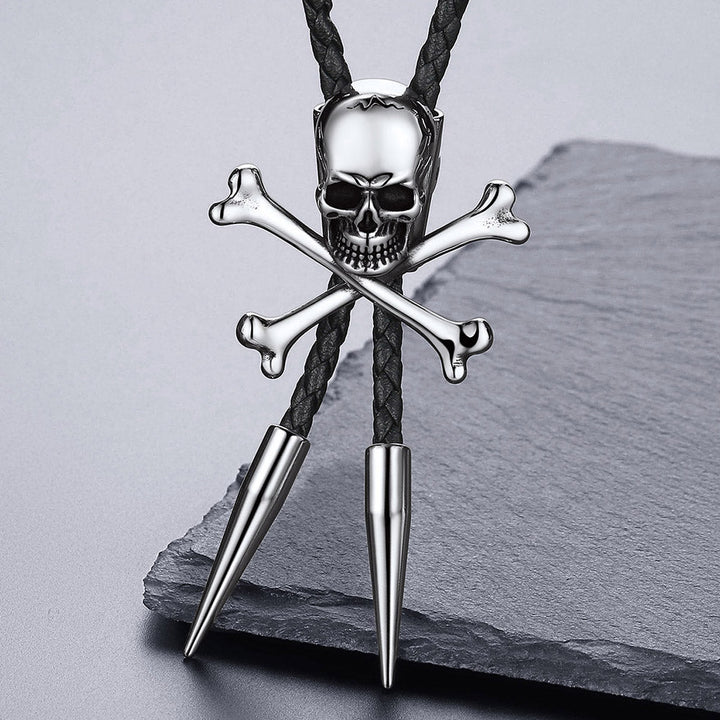Cowboy Crossbone Skull Bolo Tie for Men Women