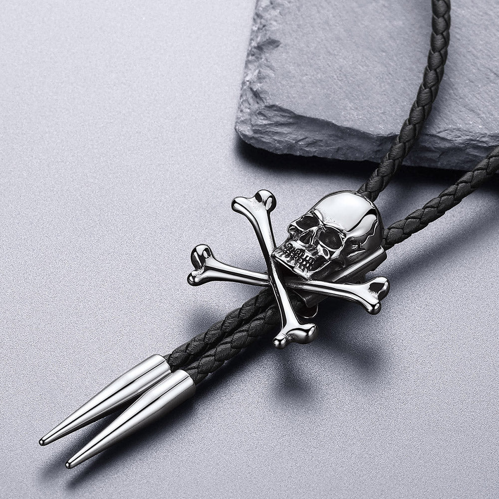 Cowboy Crossbone Skull Bolo Tie for Men Women