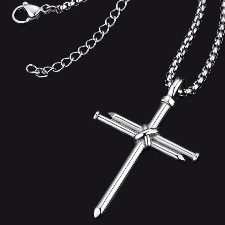 Christian Nail Cross Pendant Necklace For Men