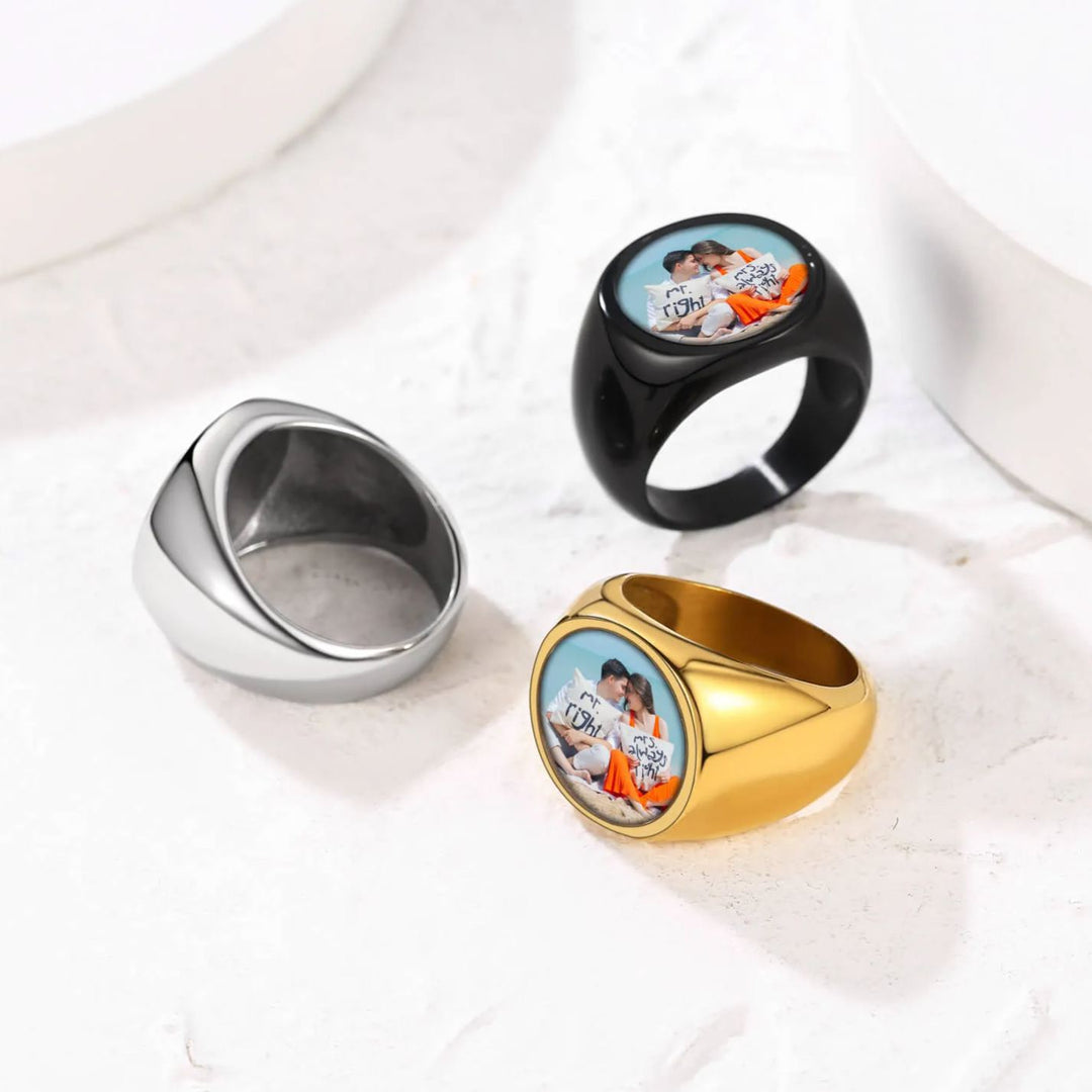 Personalized Photo Ring Memorial Gift For Men Women