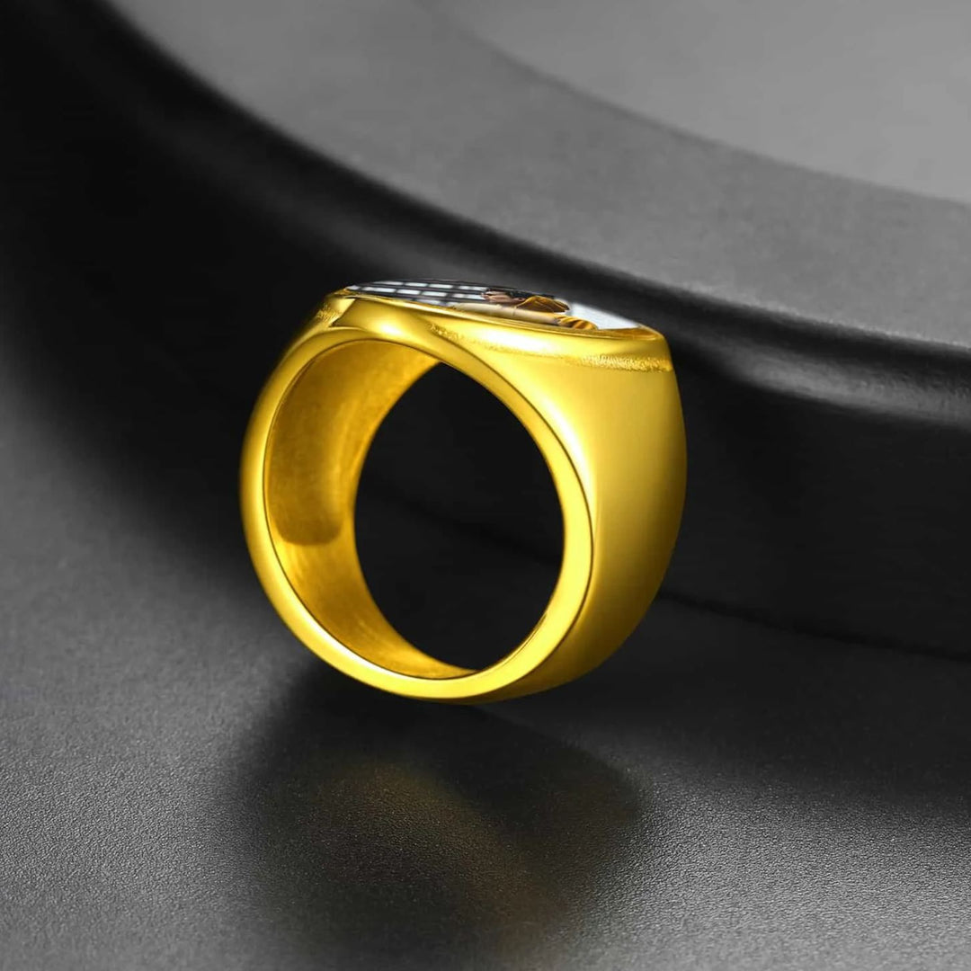Customized Shield Signet Ring with Photo Memorial Gift for Men and Women