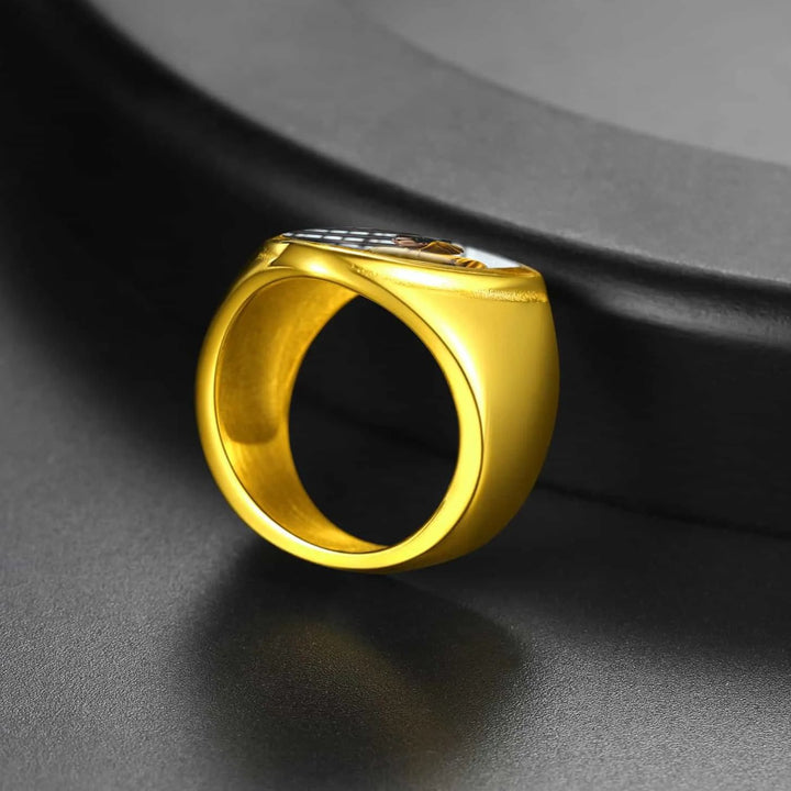 Customized Shield Signet Ring with Photo Memorial Gift for Men and Women