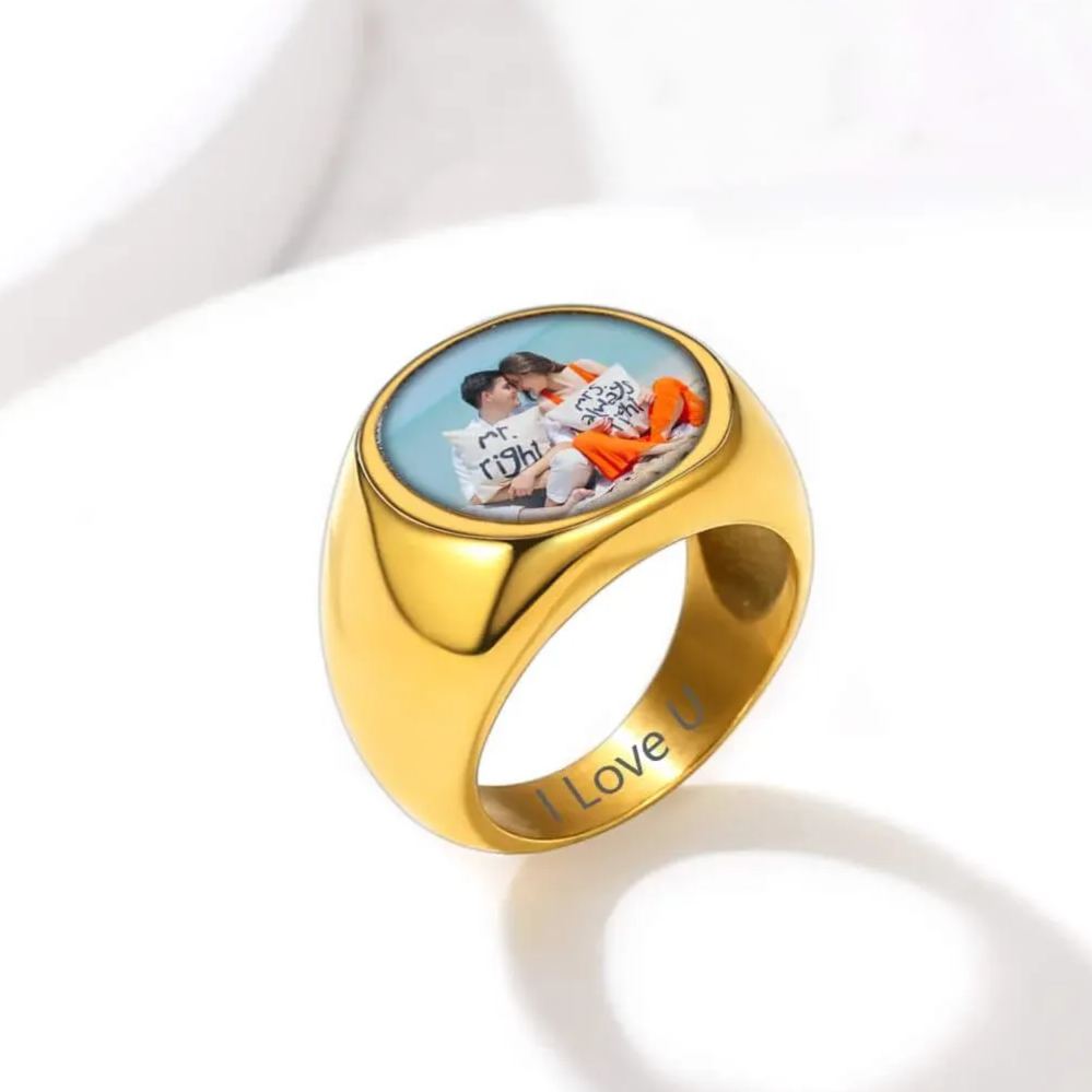 Personalized Photo Ring Memorial Gift For Men Women