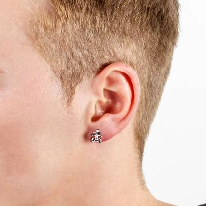 Satanic Leviathan Cross Stud Earrings For Men