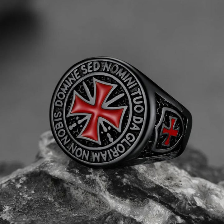 Red Knights Templar Cross Ring For Men