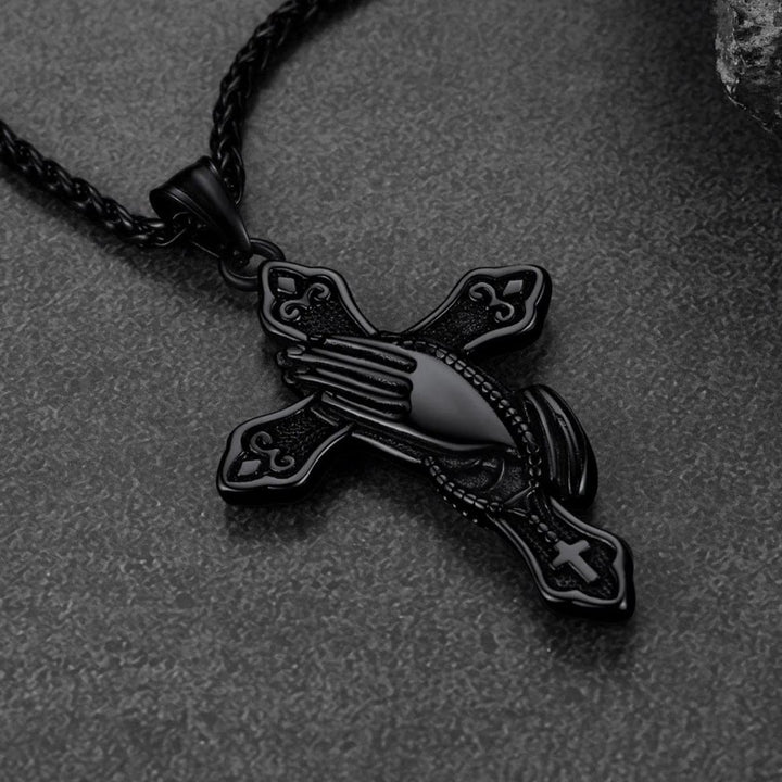 Flash Sale Christian Praying Hands Cross Necklace For Men