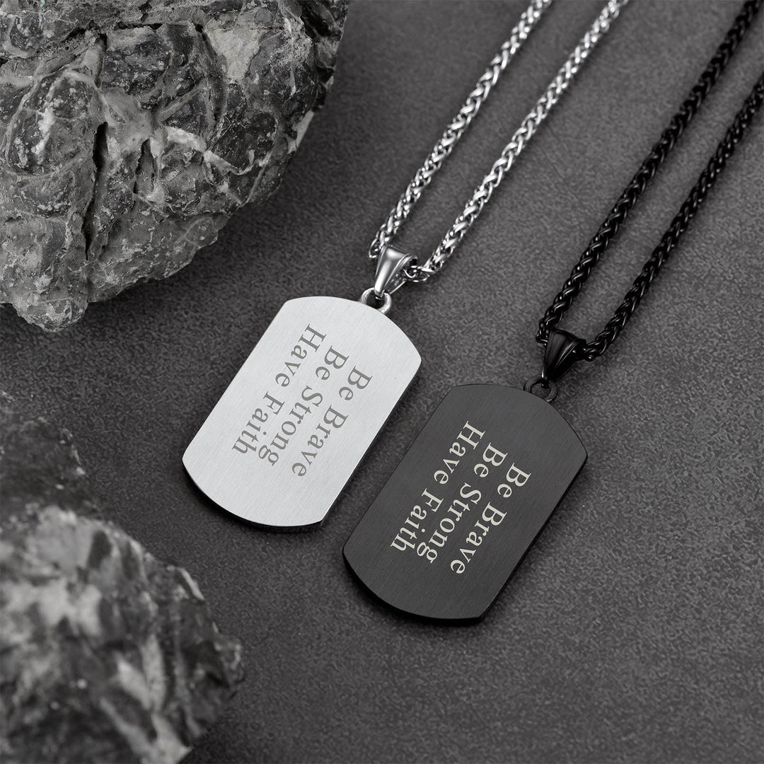 Engraved Masonic Freemason Dog Tag Necklace for Men