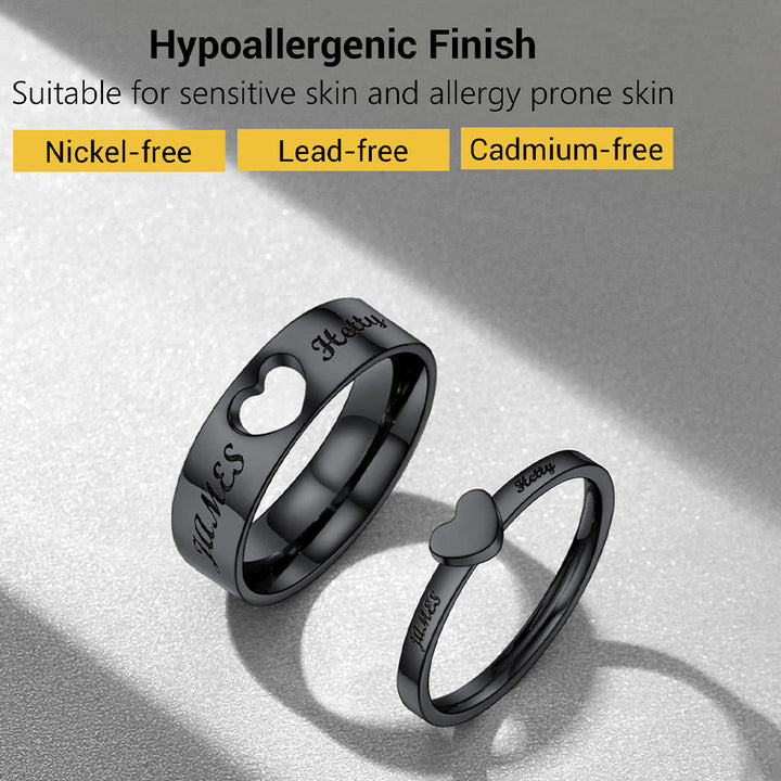 Personalized His and Hers Matching Promise Rings for Couple