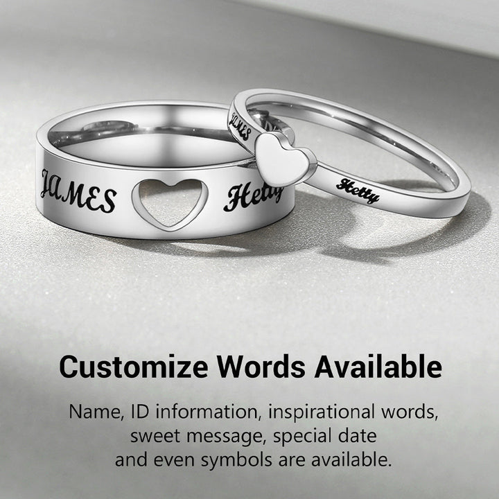Personalized His and Hers Matching Promise Rings for Couple