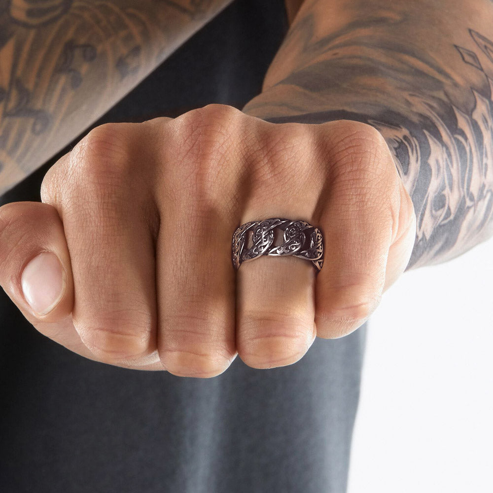 Celtic Cuban Chain Ring For Men Stainless Steel
