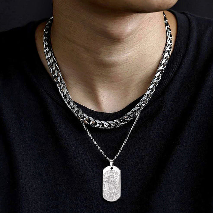 The Archangel Saint Michael Dog Tag Necklace for Men