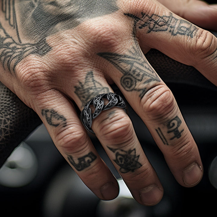 Celtic Cuban Chain Ring For Men Stainless Steel