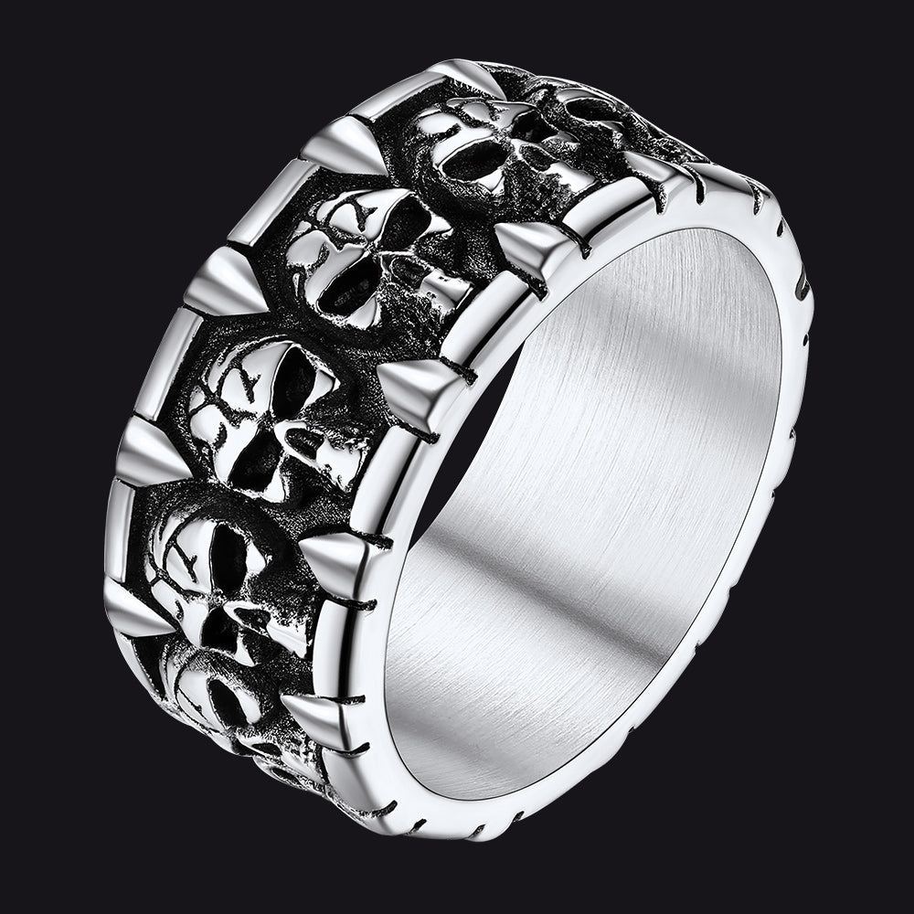 Gothic Skull Hollow Sugar Stainless Steel Ring for Men